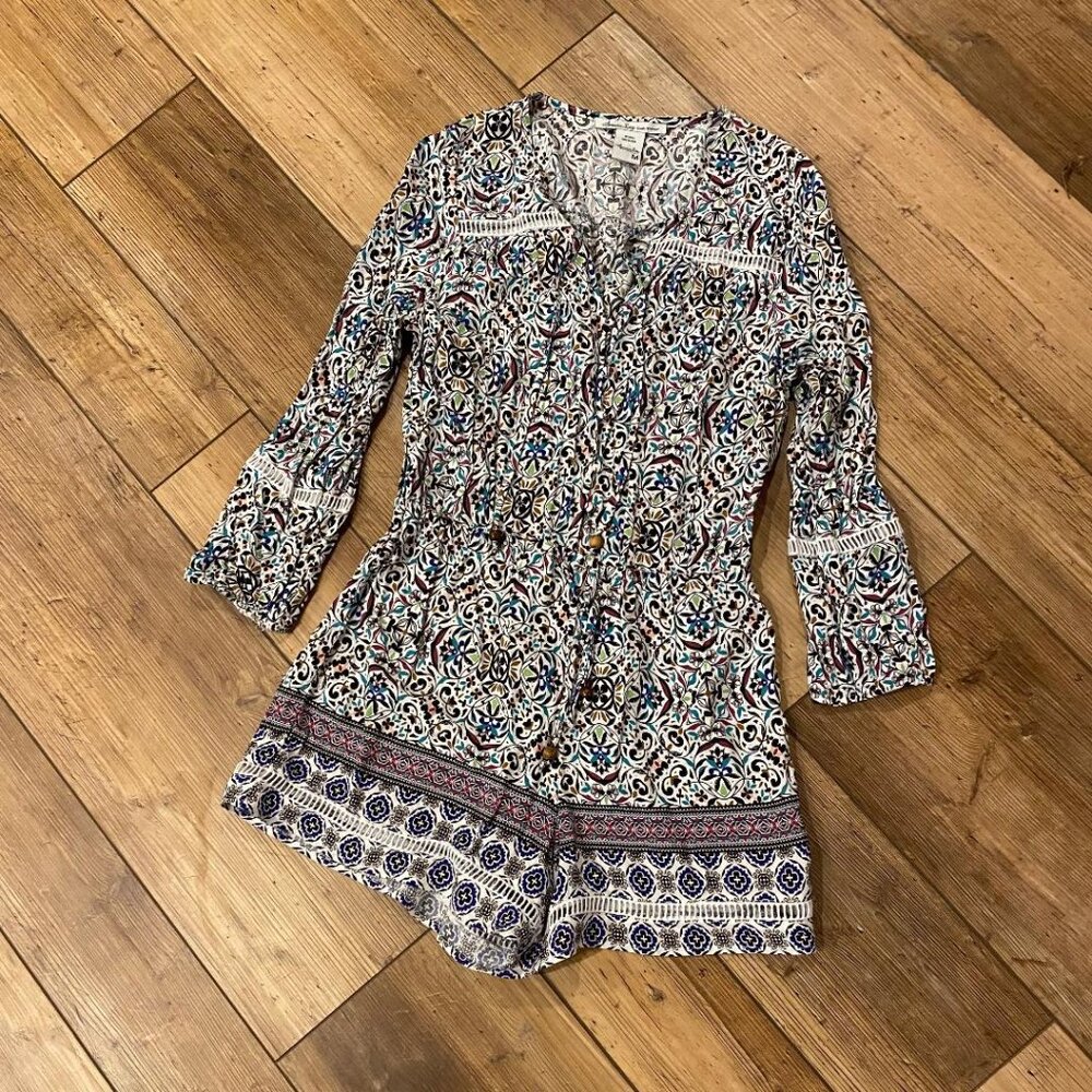 AMERICAN RAG Floral Print 3/4 Sleeve Women's Romper Size Medium NICE!!